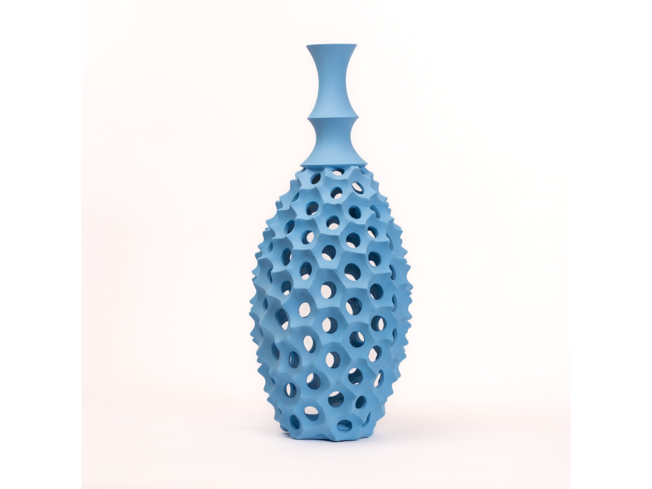 Vaso traforato slim 16x38cm turchese