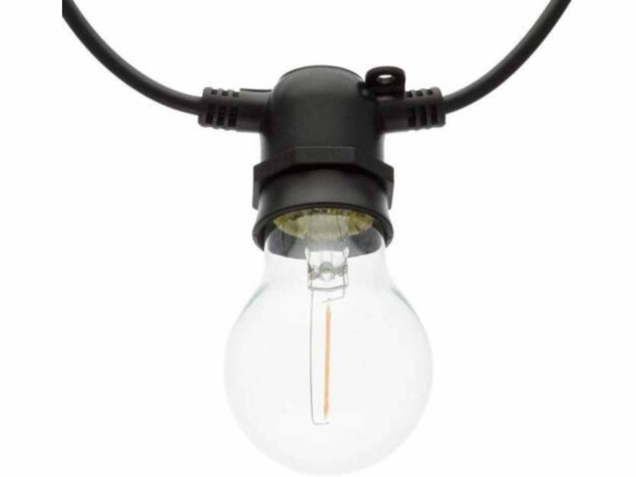 Catena luci party light 10 lampadine diametro 6cm bianco caldo luce fissa, cavo nero per interno/esterno