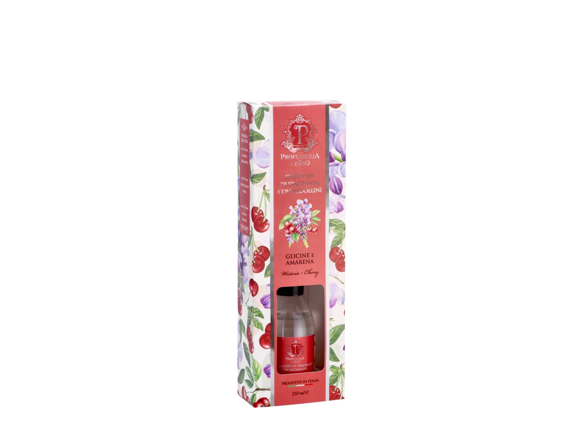 Diffusore di essenze con bacchette 250ml al profumo di glicine e amarant0
