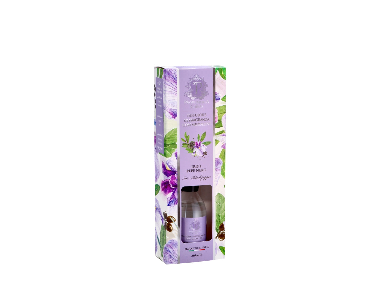 Diffusore di essenze con bacchette 250ml al profumo di iris e pepe nero