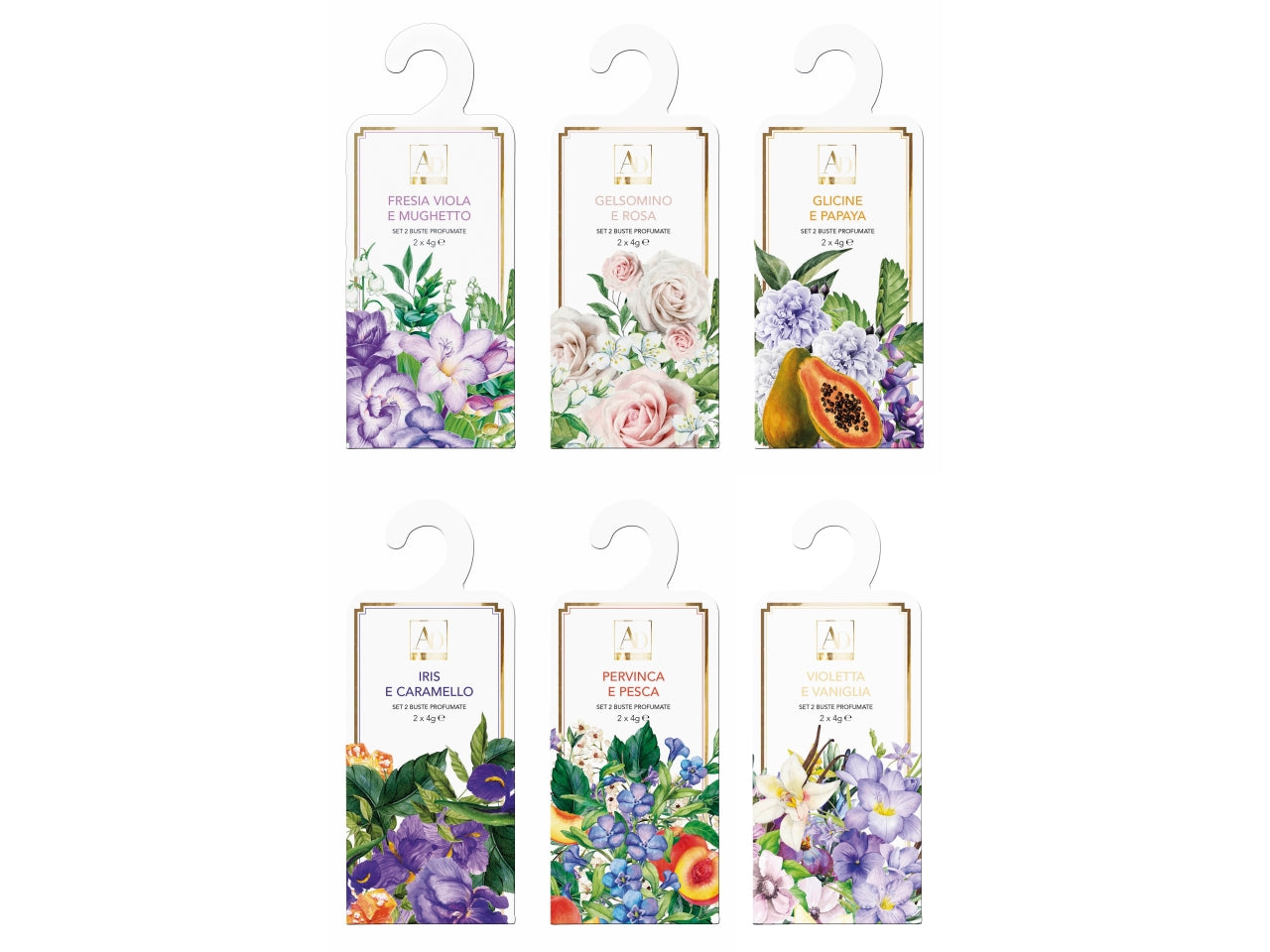 Buste profumate con grucce in 6 fraganze assortite