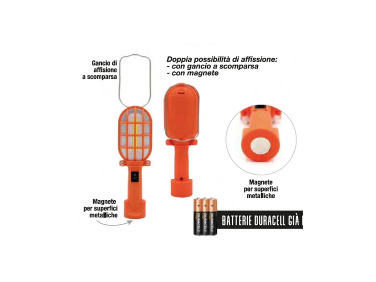Lampada minitorcia lavoro con gancio e magnete mini working light