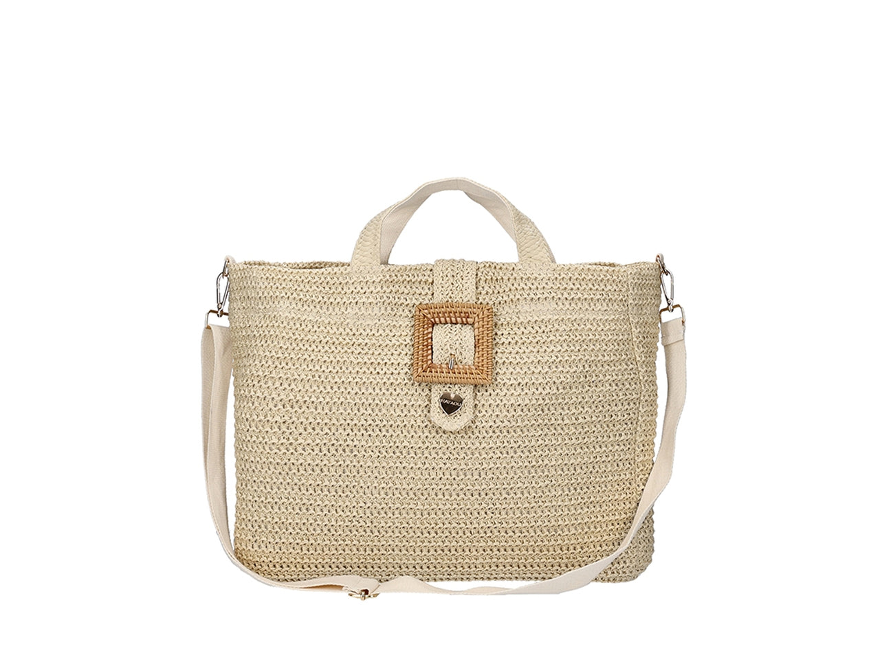 Borsa in carta con chiusura a fibbia 40x32x15cm naturale