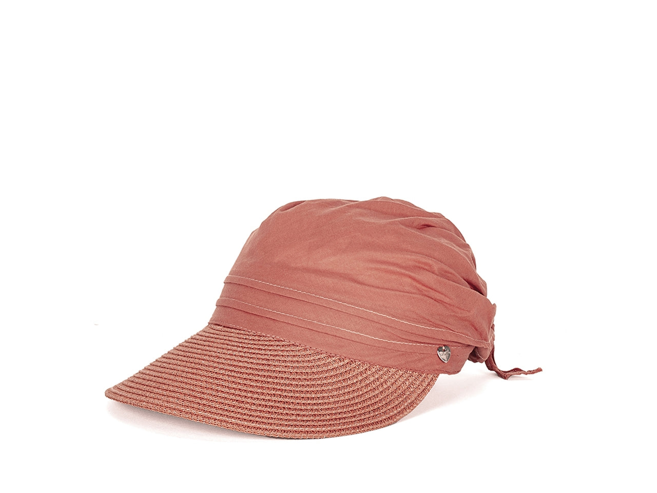 Cappello con visiera in carta intrecciata e bandana marrone taglia unica