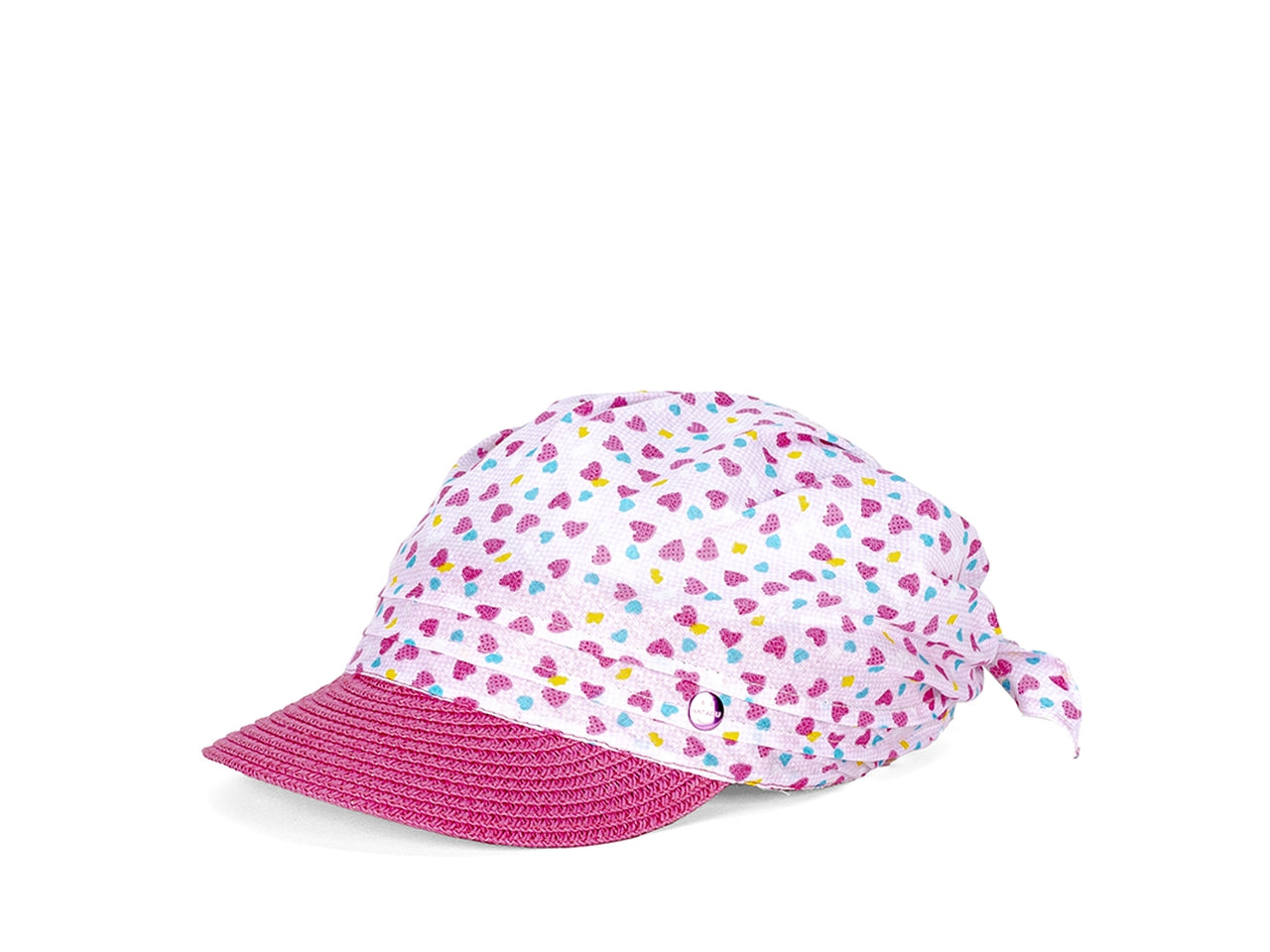 Cappello bimba con visiera in carta intrecciata e bandana a fantasia rosa taglia unica