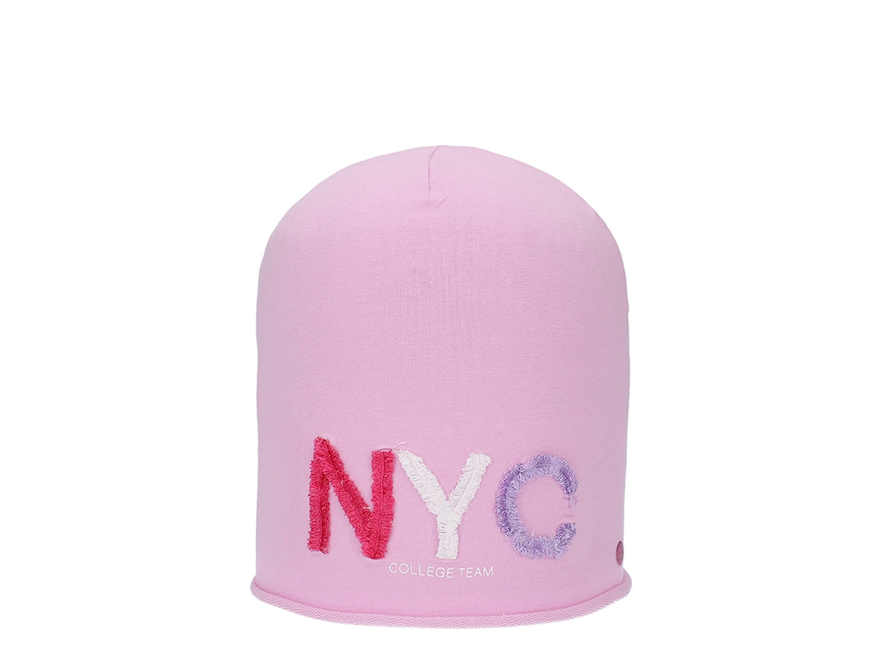 Berretto con ricamo nyc frange taglia unica rosa