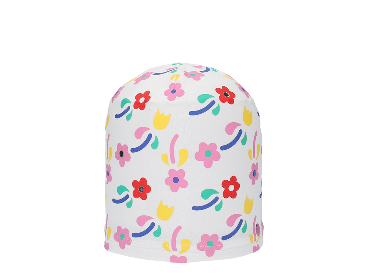 Berretto con fiori all over e specchietti colorati taglia unica bianco