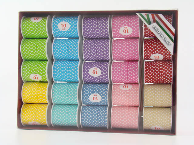 Rocchetta pois 68162 1cmx10mt assortite la confezione contiene 25 rocchette