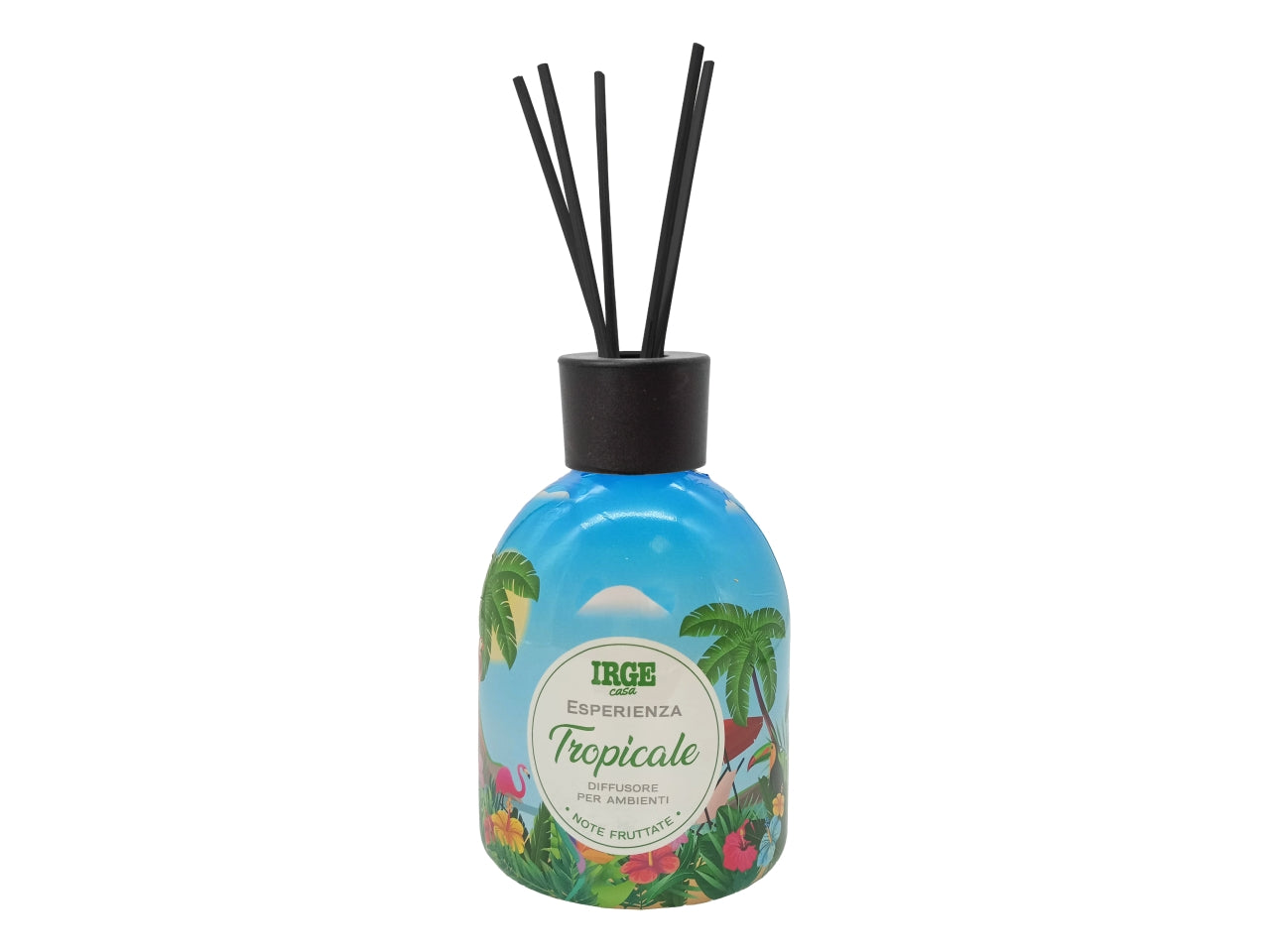 Diffusore di essenza con bottiglia decorata 500ml profumazione esperienza tropicale