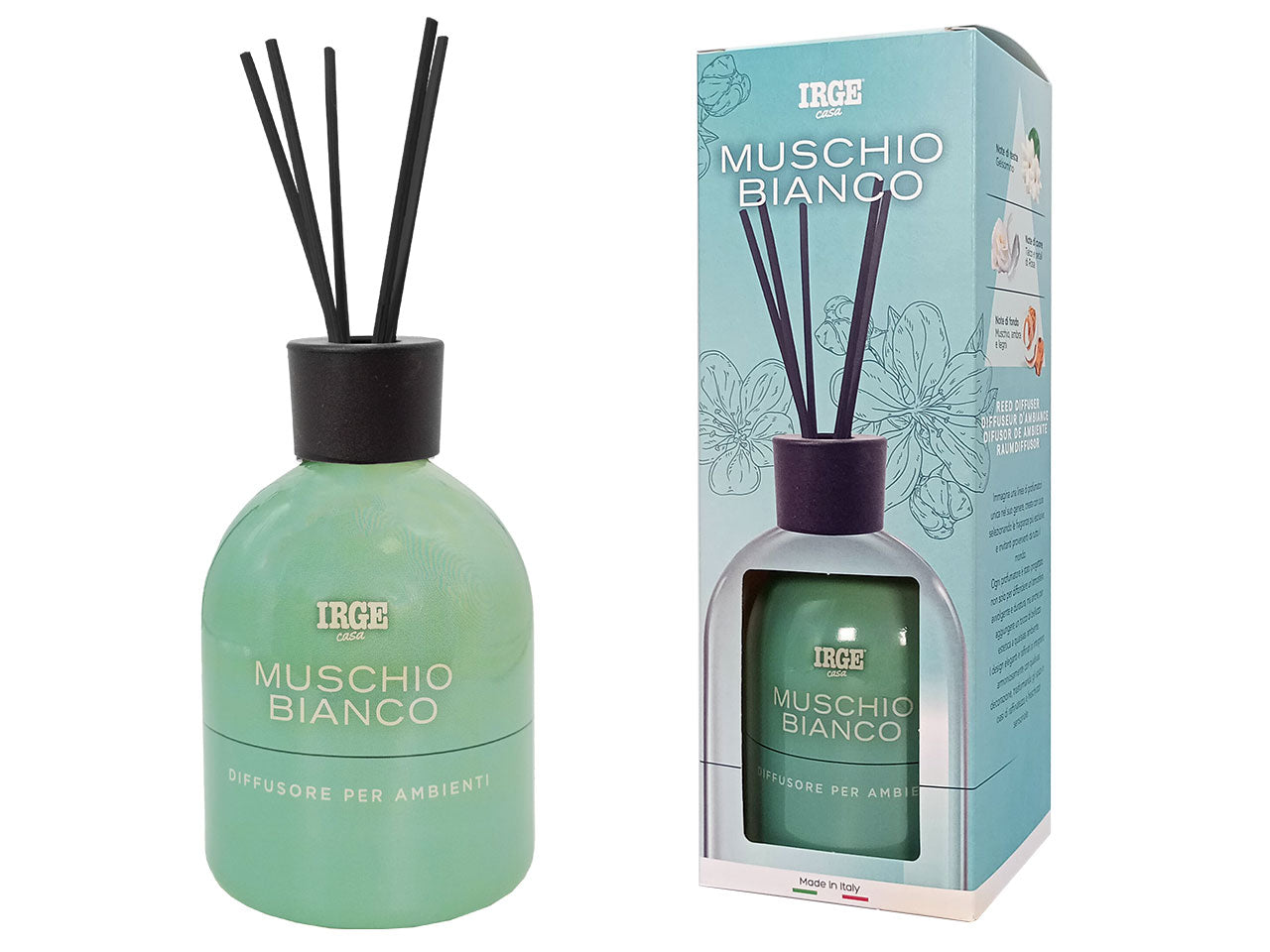 Diffusore di essenza con bacchette 500ml profumazione muschio bianco