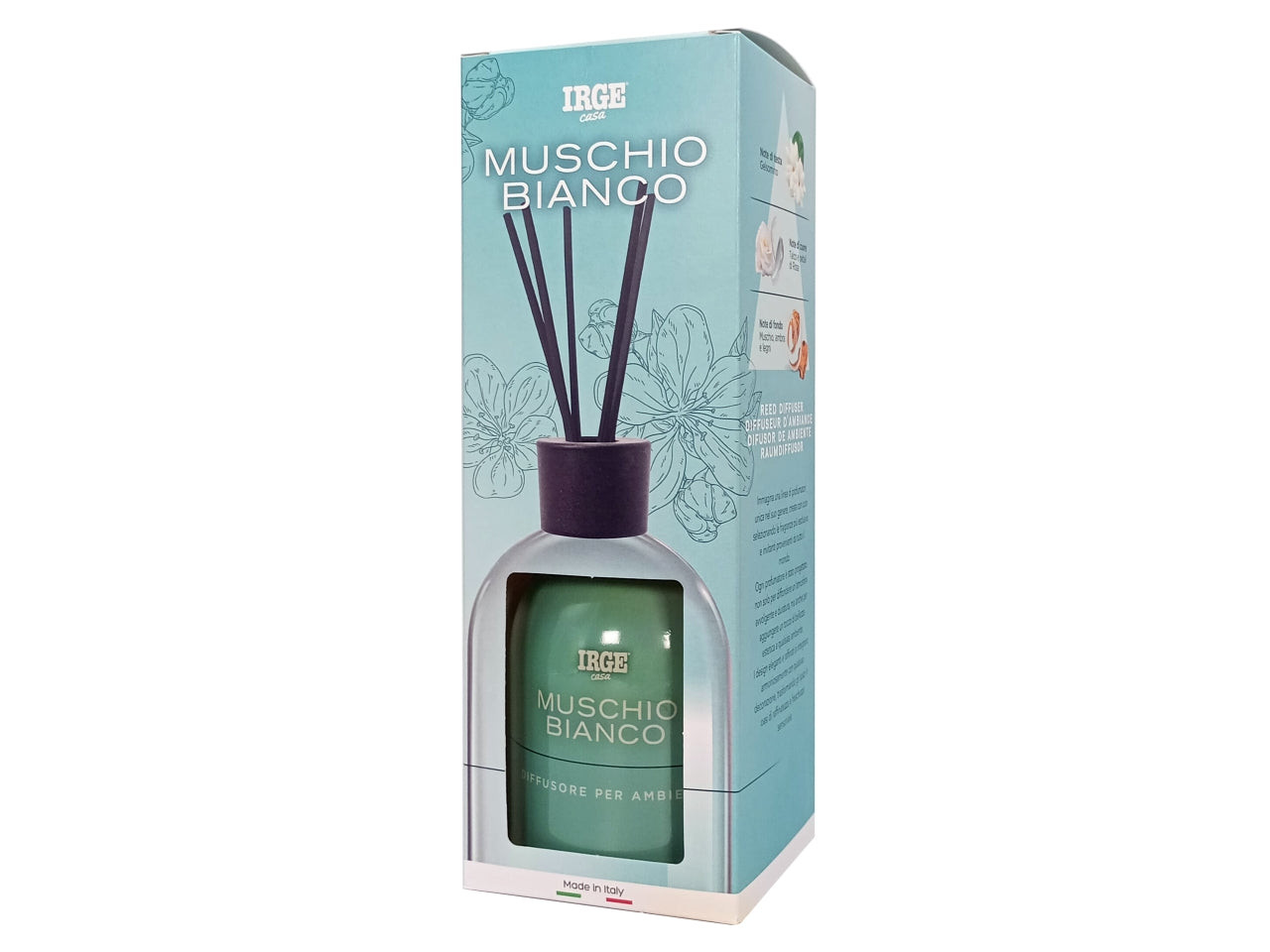 Diffusore di essenza con bacchette 500ml profumazione muschio bianco