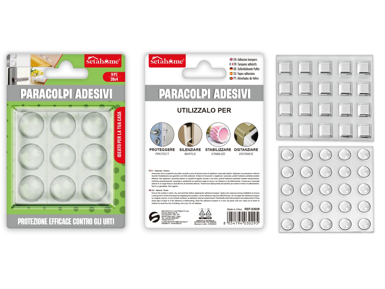 Paracolpi adesivi rotondi 20x4mm confezione da 9 paracolpi