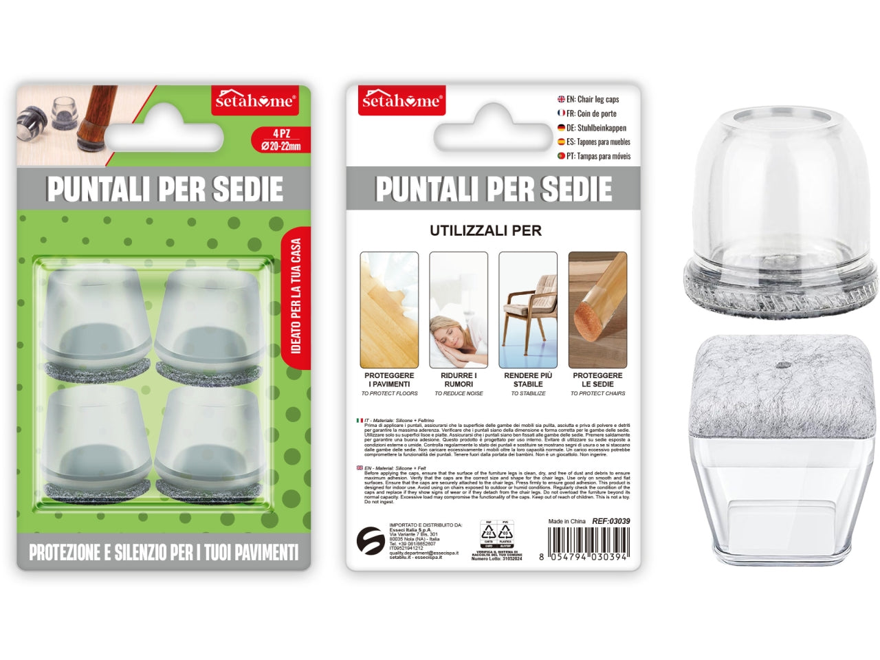 Puntali per sedie rotondi 20-22mm confezione da 4 puntali