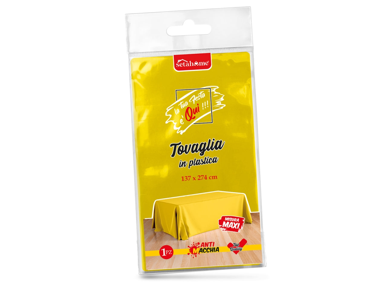 Tovaglia in plastica gialla 137x274cm