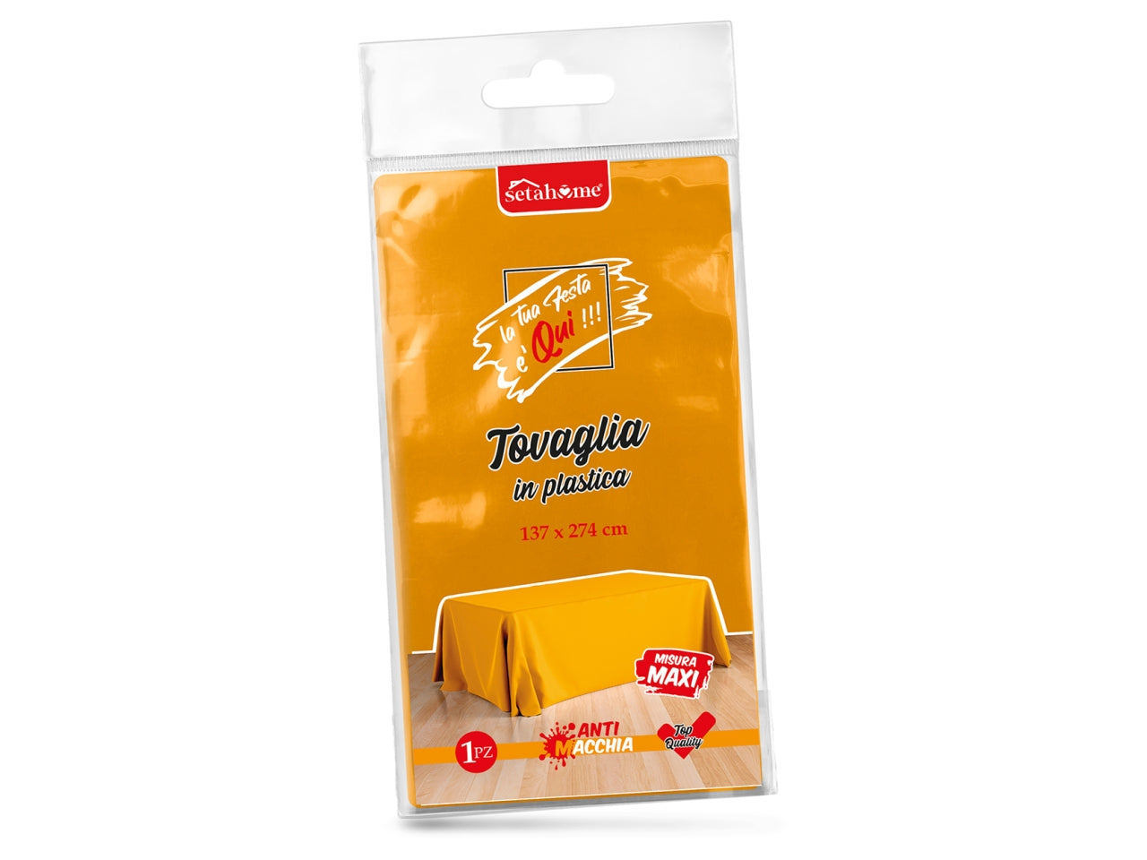 Tovaglia in plastica arancione 137x274cm