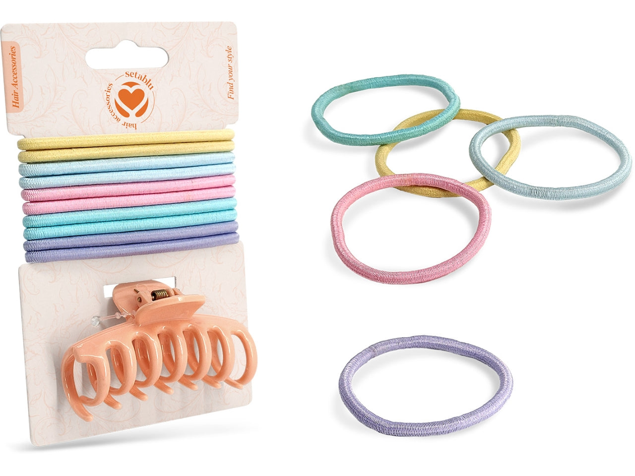 Elastici + pinza 6cm in vari colori confezione da 10 elastici