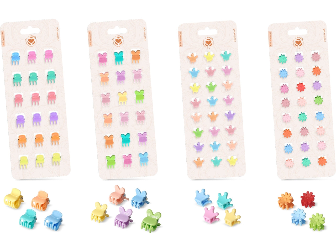 Mini pinzette modelli vari confezione da 24 pinzette