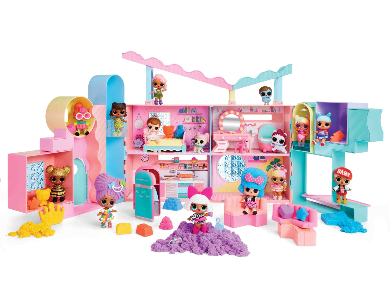 Lol surprise squish sand magic crea acconciatura con sabbia magica