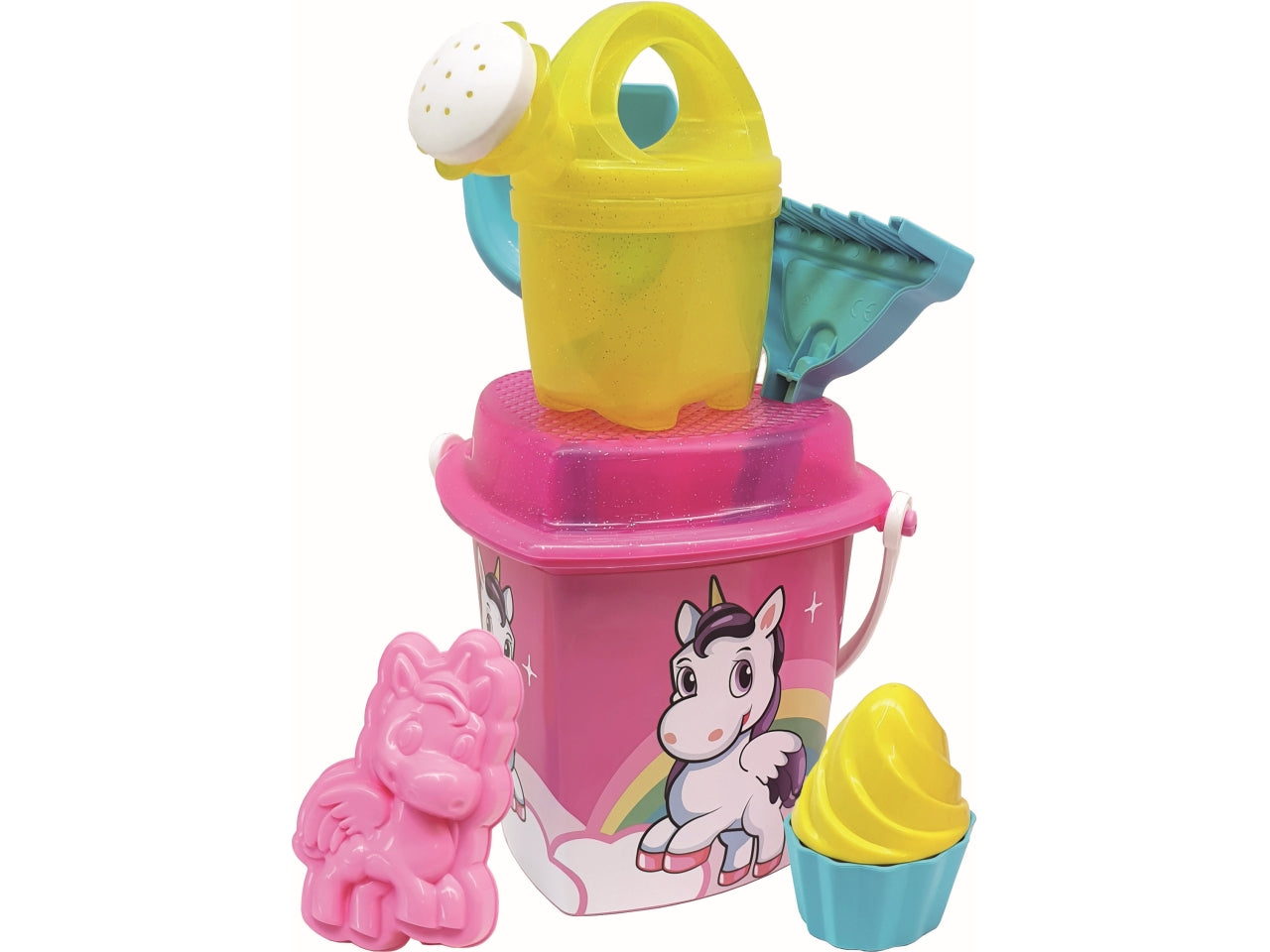 Set mare secchiello cuore unicorno con annaffiatoio