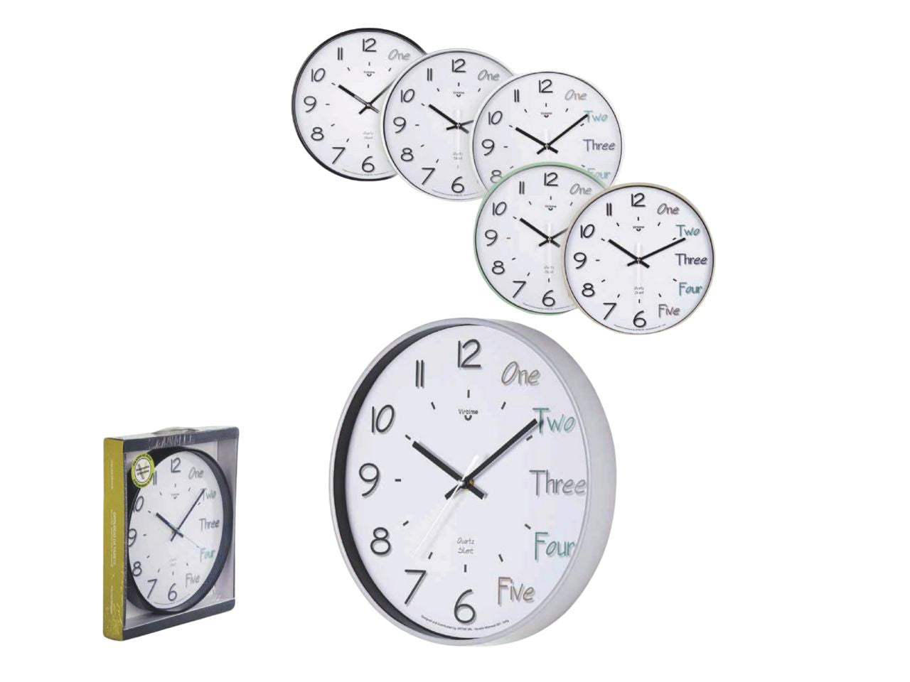 Orologio da parete abs d.30,5cm movimento sweep 6 colori assortiti