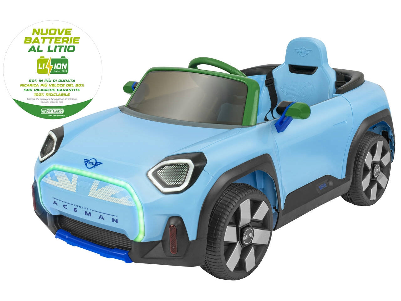 Auto mini aceman 12v 2.4ghz con radiocomando azzurra $