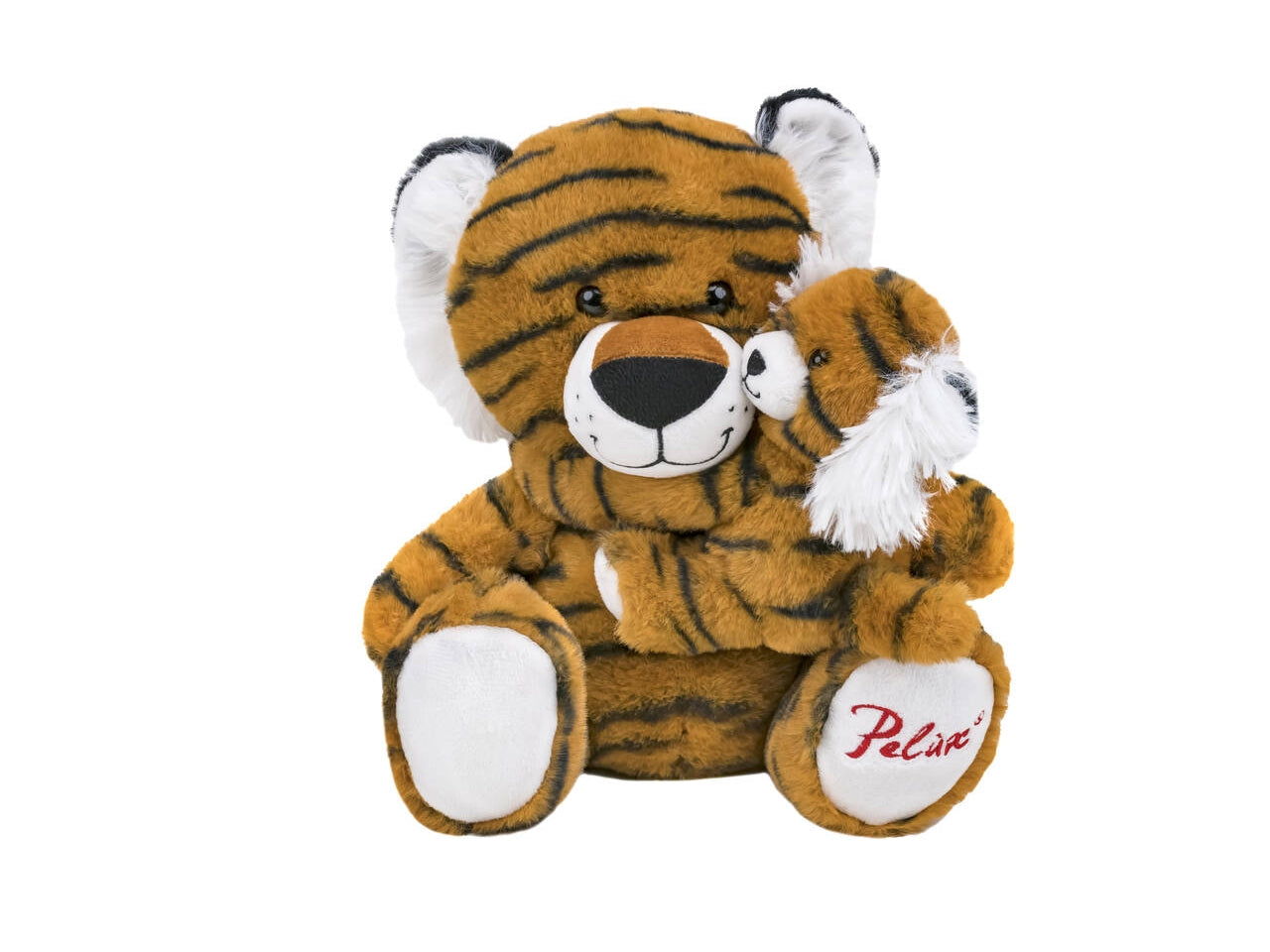 Peluche animale mamma con bebe' 28cm in 4 varianti