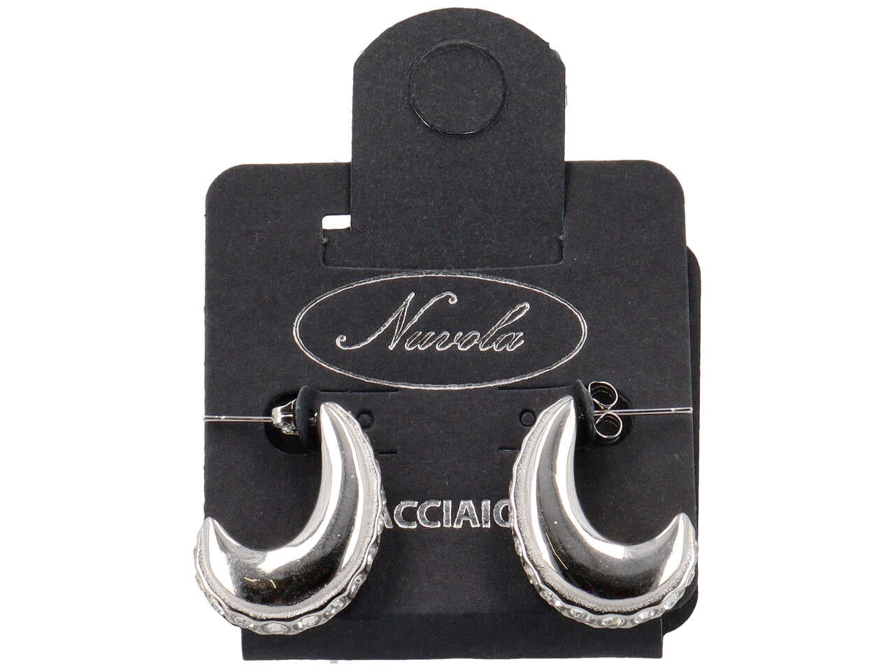 ORECCHINI VIRGOLA 3D CON STRASS