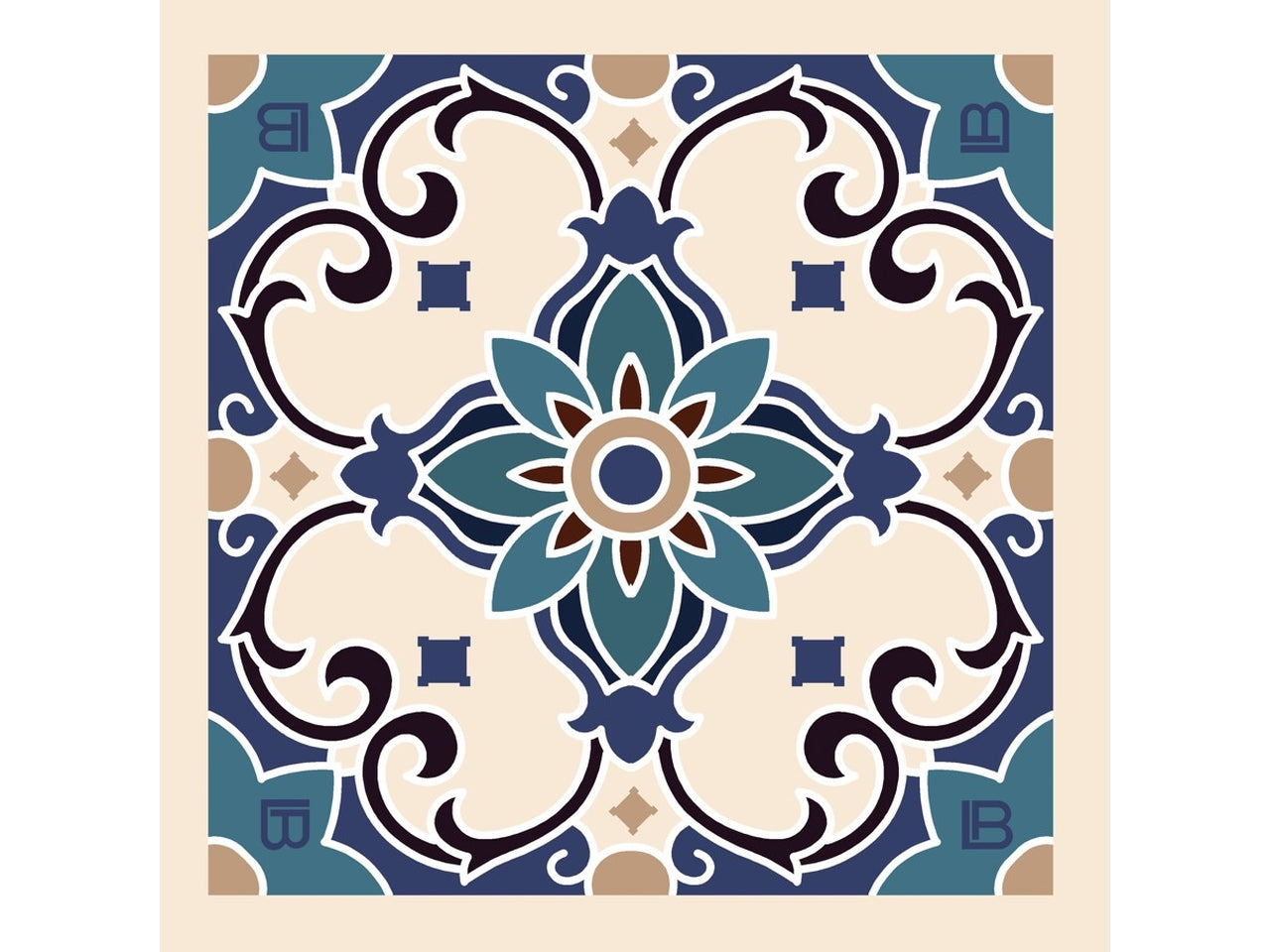 FOULARD MAIOLICA BEIGE 53X53CM