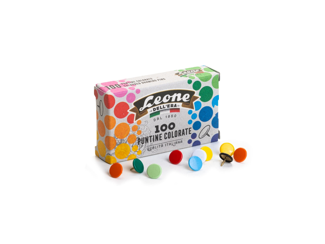 PUNTINE LEONE IN SCATOLA DA 100 PEZZI COLORI ASSORTITI
