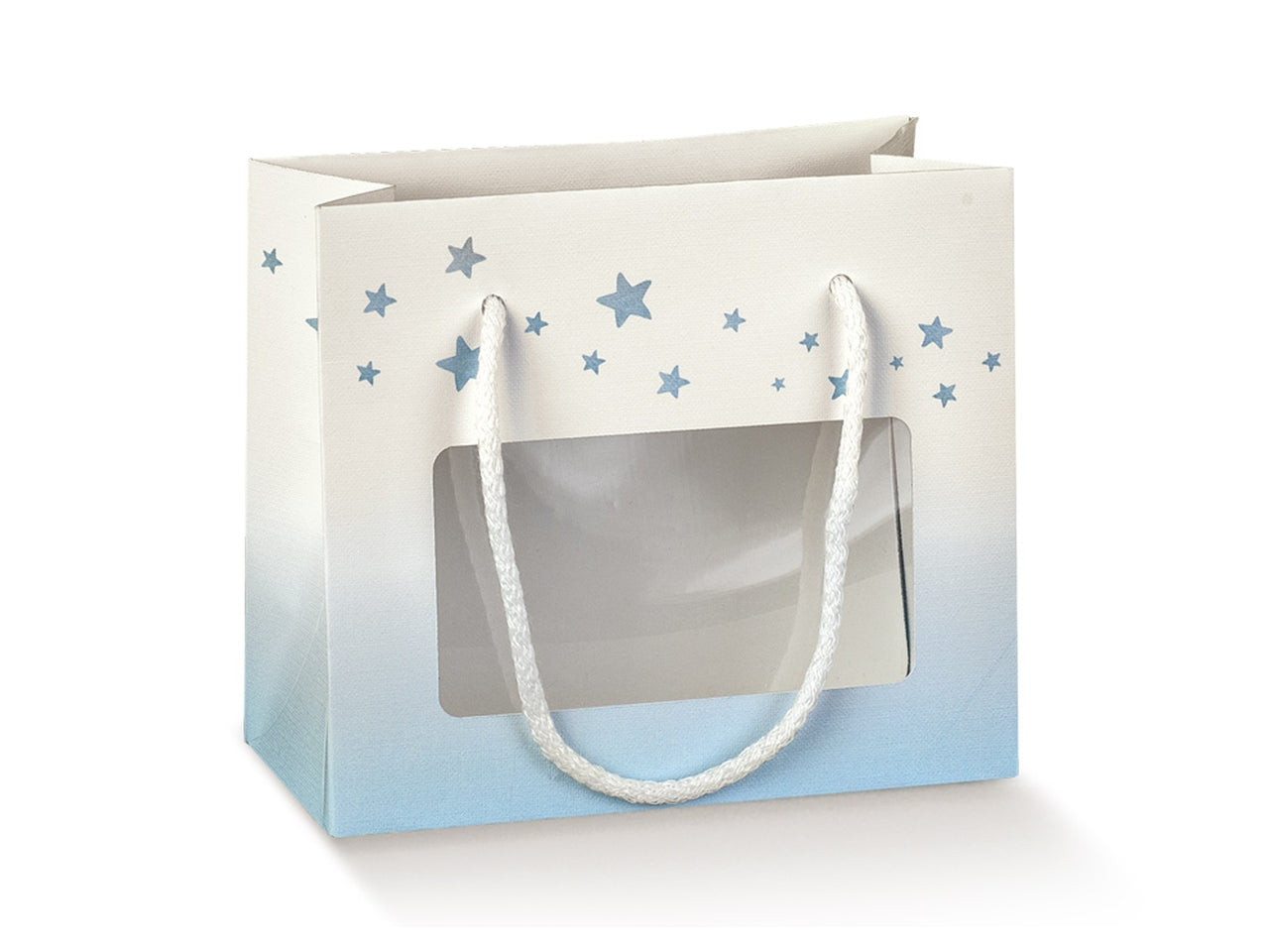 SHOPPERBOX ORSO AZZURRO CON FINESTRA 16X8X14CM