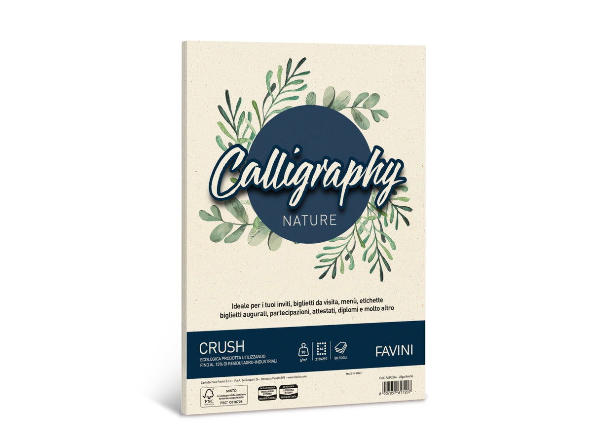 CARTA CALLIGRAPHY CRUSH  ALGA A4 90GR 50 FOGLI AVORIO