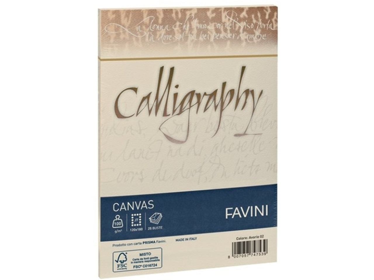 BUSTE CALLIGRAPHY CANVAS 12X18CM 100G 25 PEZZI AVORIO