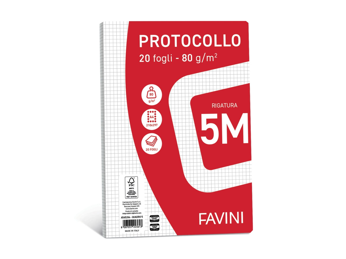 PROTOCOLLO A4 80G 5M 20 FOGLI