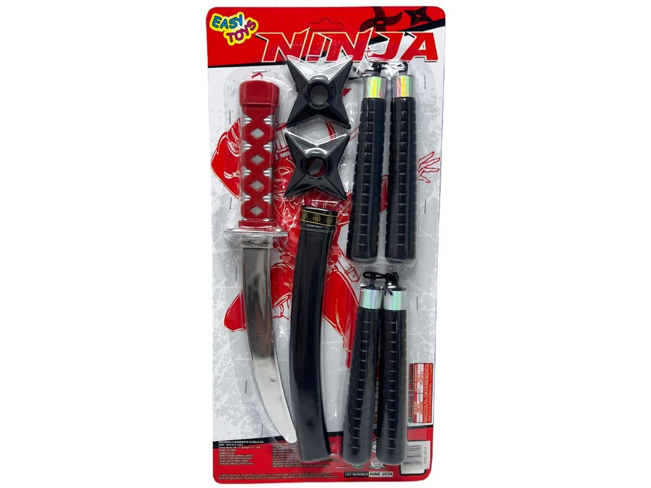 NINJA CON SPADA PUGNALE E MANGANELLO IN 2 MODELLI ASSORTITI