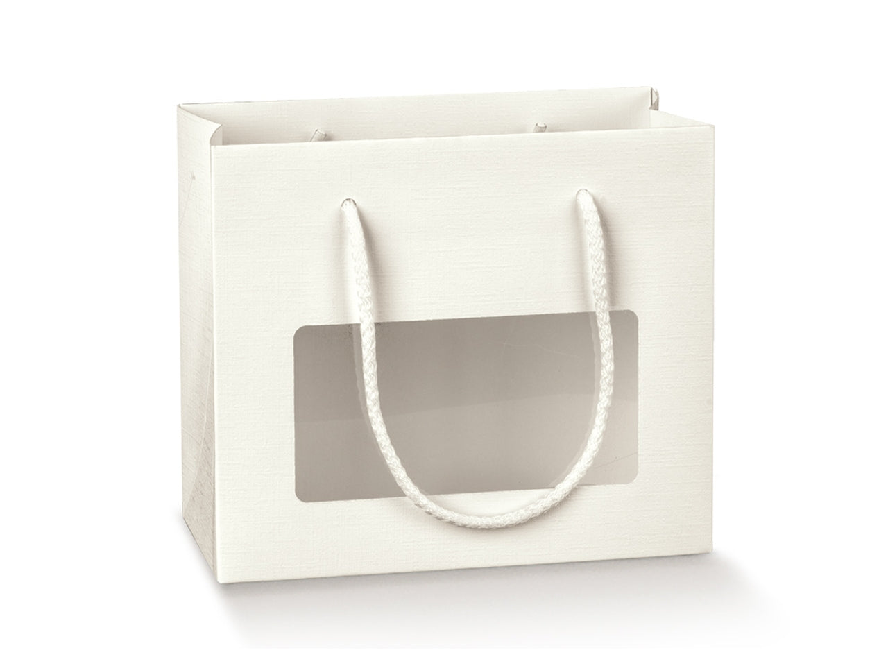 Shopper fibra bianca con finestrella trasparente 19,5x9,5x17cm