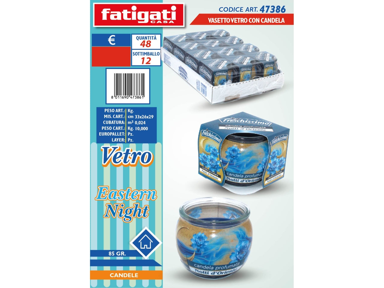 VASETTO VETRO CON CANDELA PROFUMAZIONE NOTTI D'ORIENTE