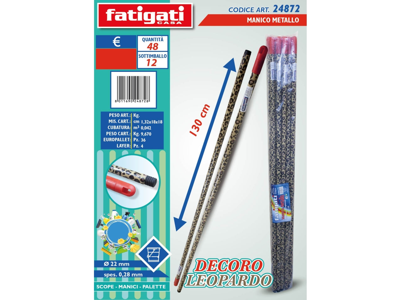 MANICO IN METALLO LEOPARDATO 130CM