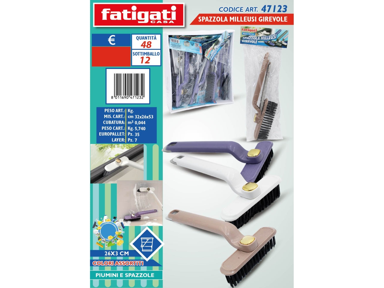 SPAZZOLA MILLEUSI GIREVOLE 26X3CM