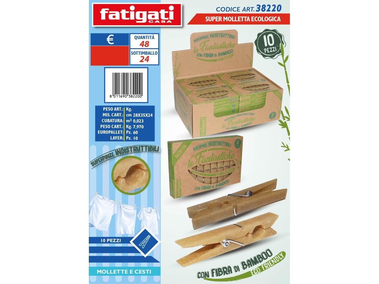 SUPER MOLLETTA ECOLOGICA IN BAMBOO 10PZ