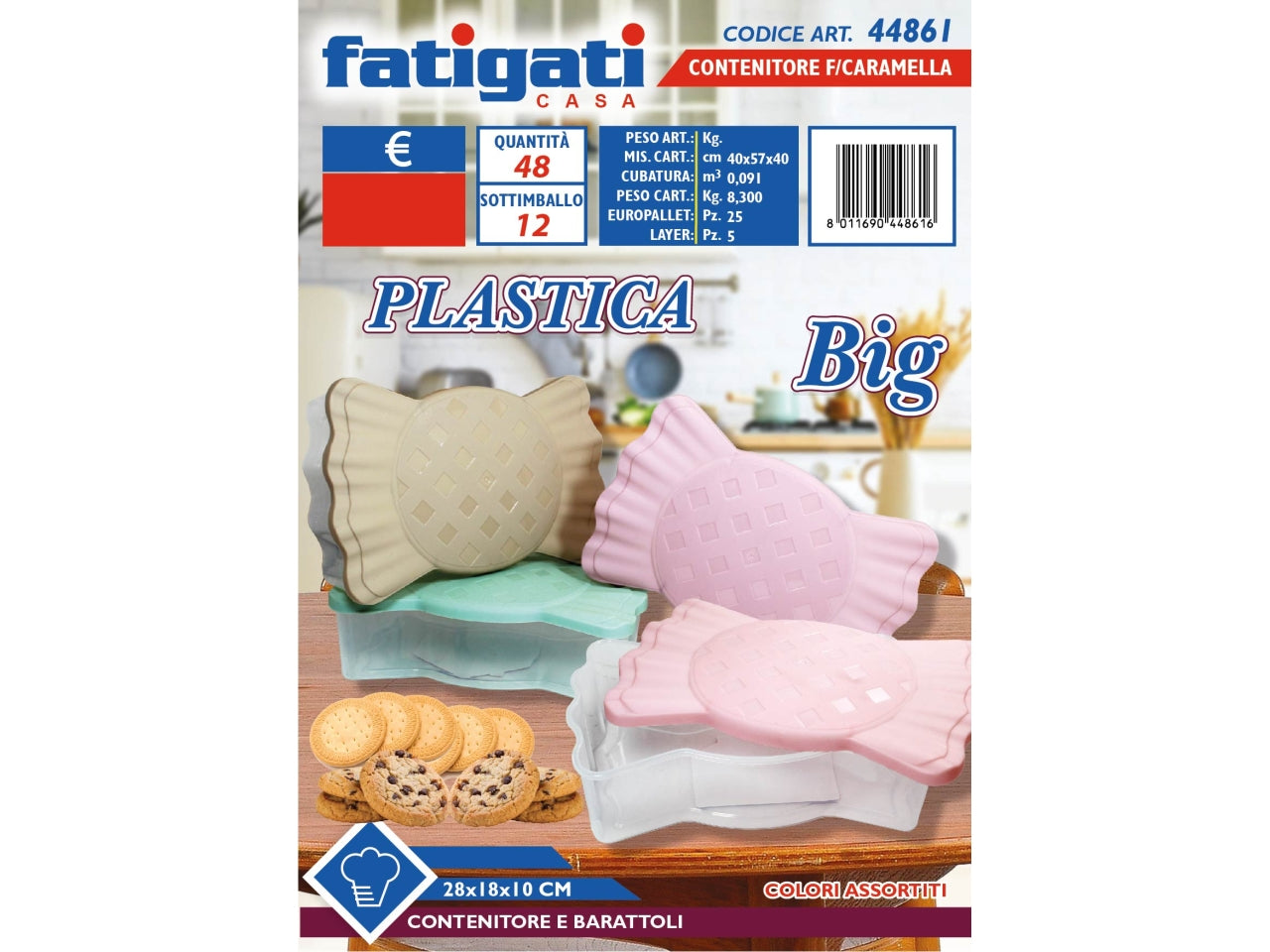 CONTENITORE IN PLASTICA A FORMA DI CARAMELLA 28X18X10CM