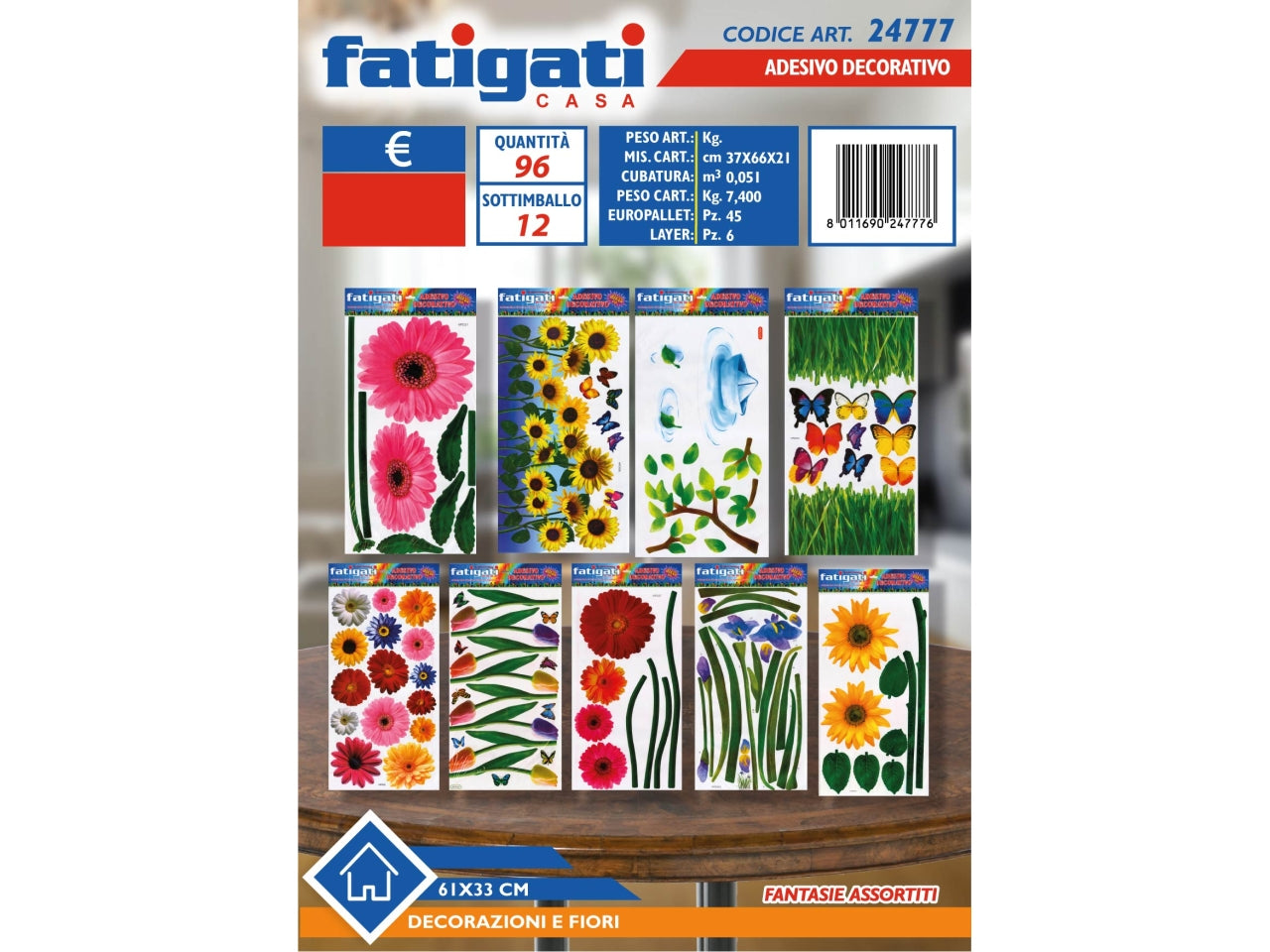 FOGLIO ADESIVO DECORATIVO 61X33CM FANTASIE ASSORTITE