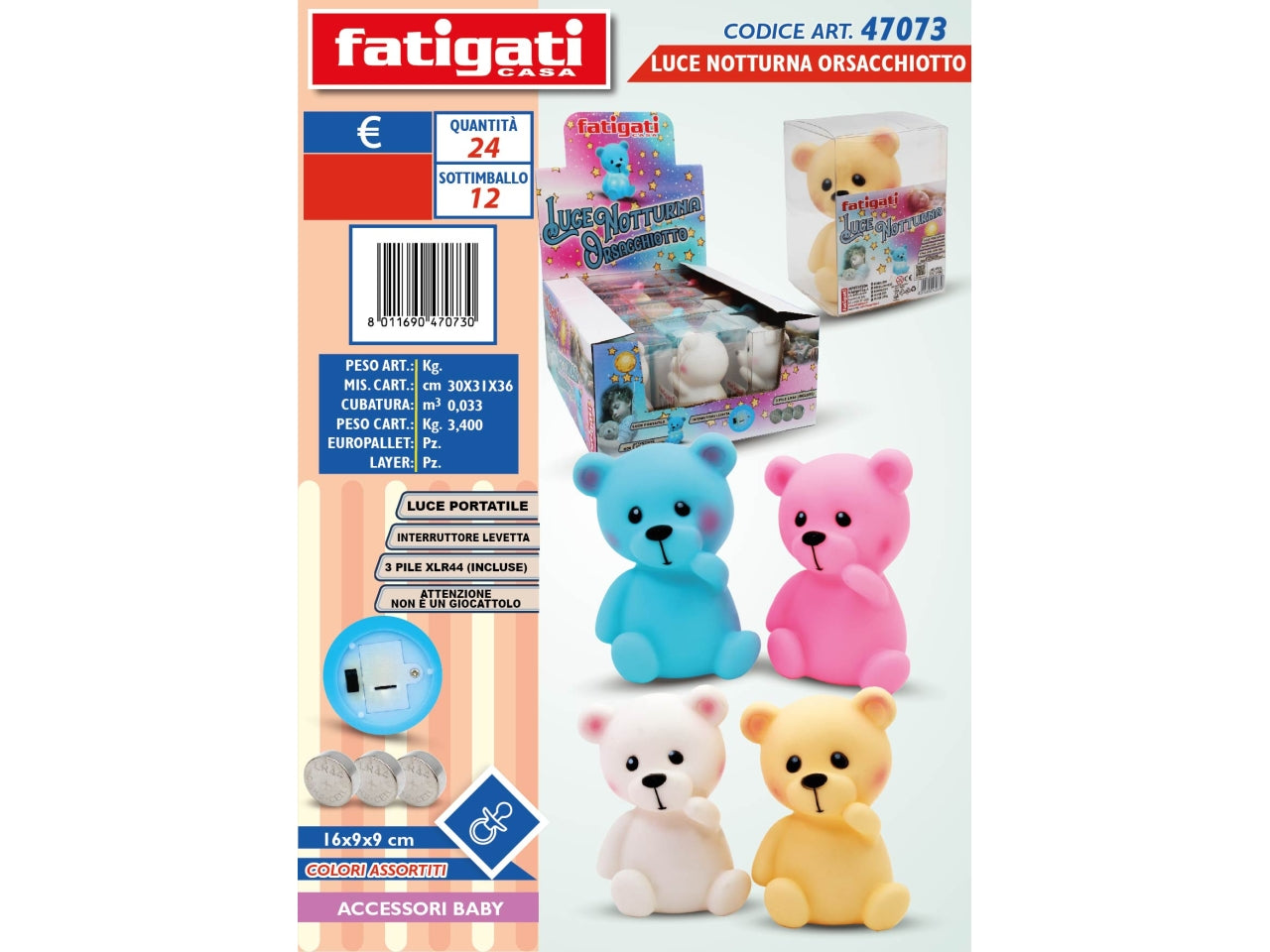 LUCE NOTTURNA ORSACCHIOTTO 16X9X9CM