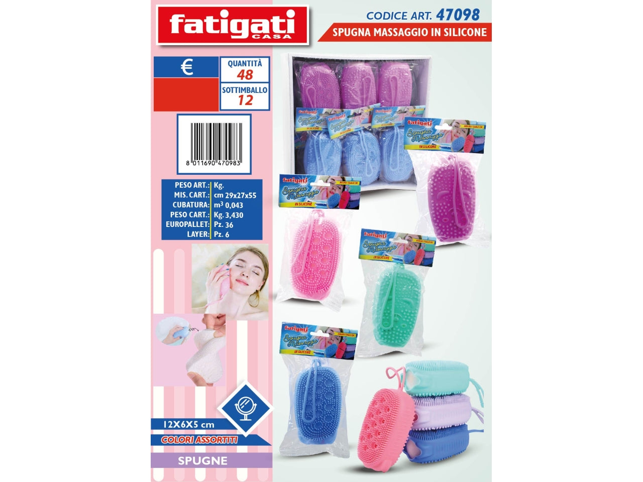 SPUGNA MASSAGGIO IN SILICONE 12X6X5CM