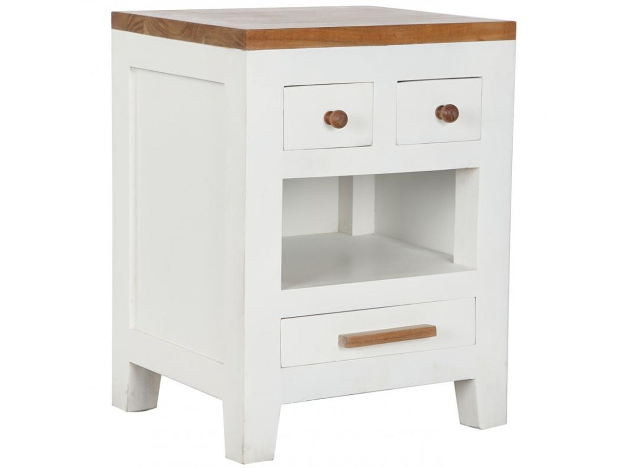 Mobile comodino mango acacia 45x40x60cm di colore bianco