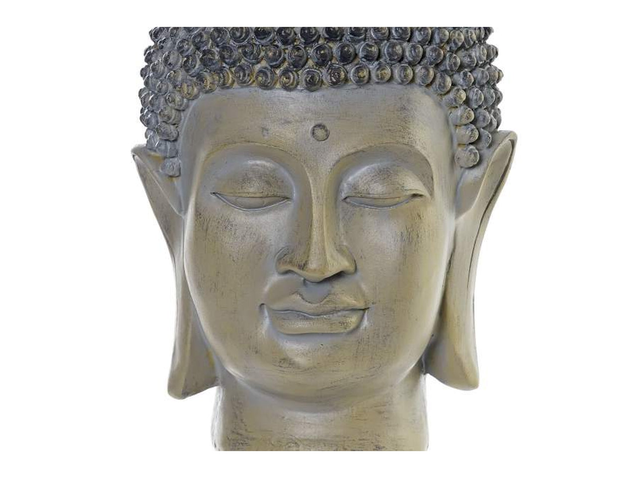 Testa budda resina 16x15x25cm di colore grigio chiaro