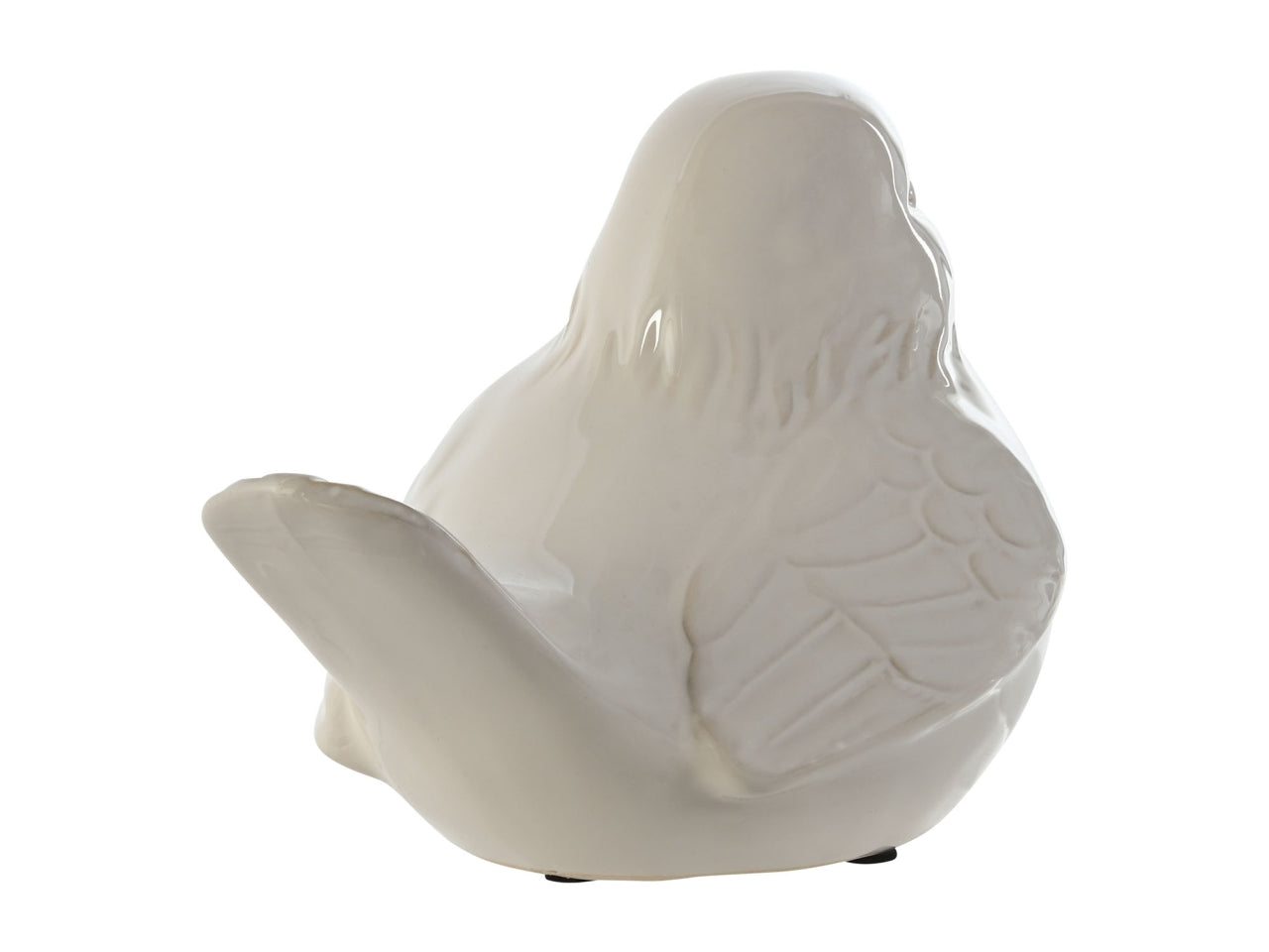 Statua passero 24x17x17 in ceramica di colore bianco