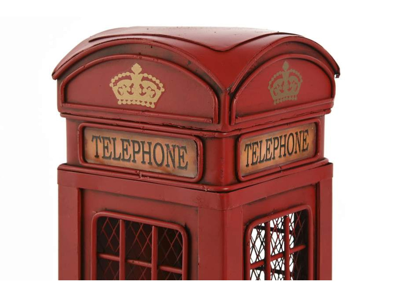 Salvadanaio  cabina rosso in metallo 12x12x28,5cm