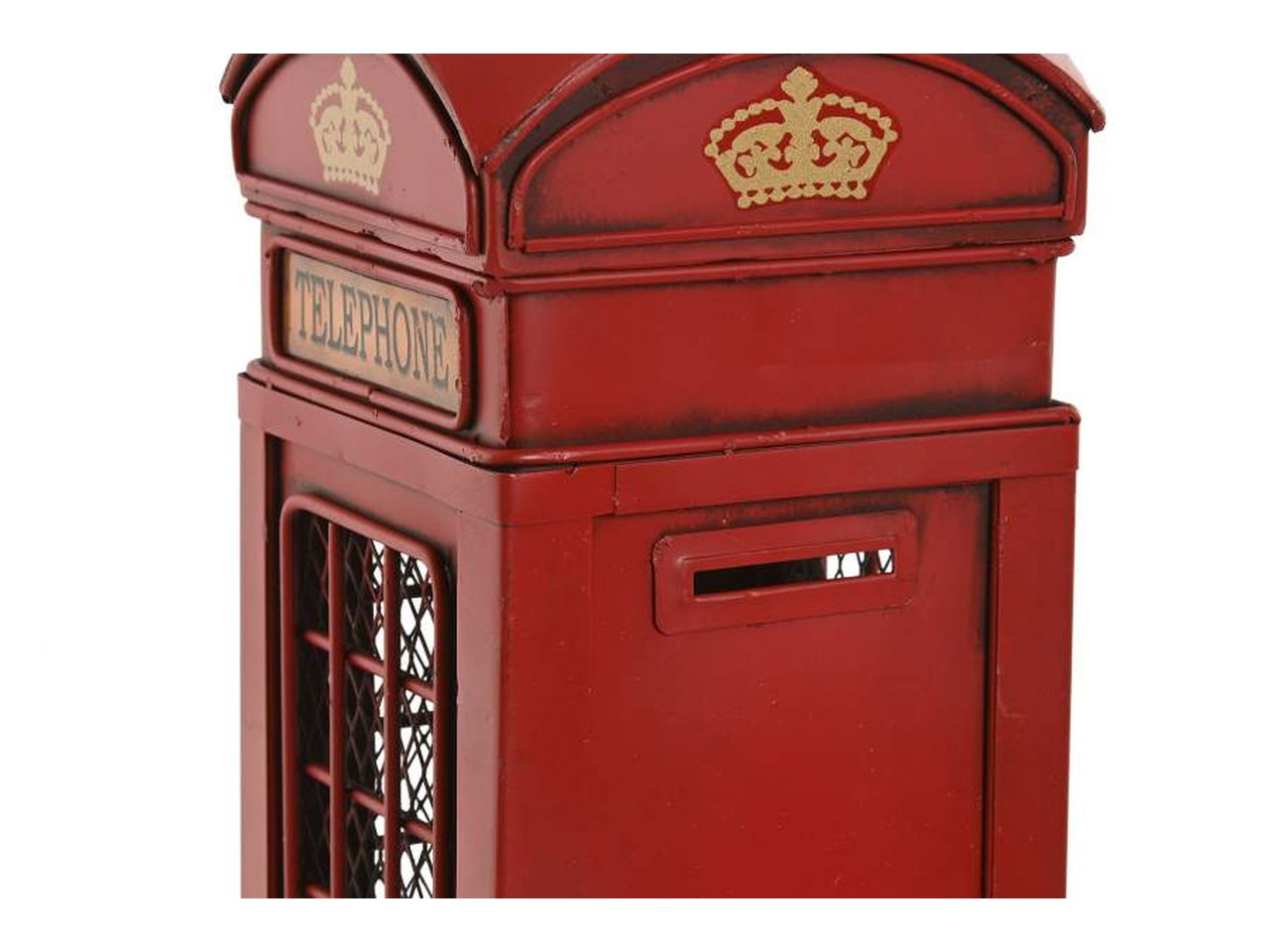 Salvadanaio  cabina rosso in metallo 12x12x28,5cm