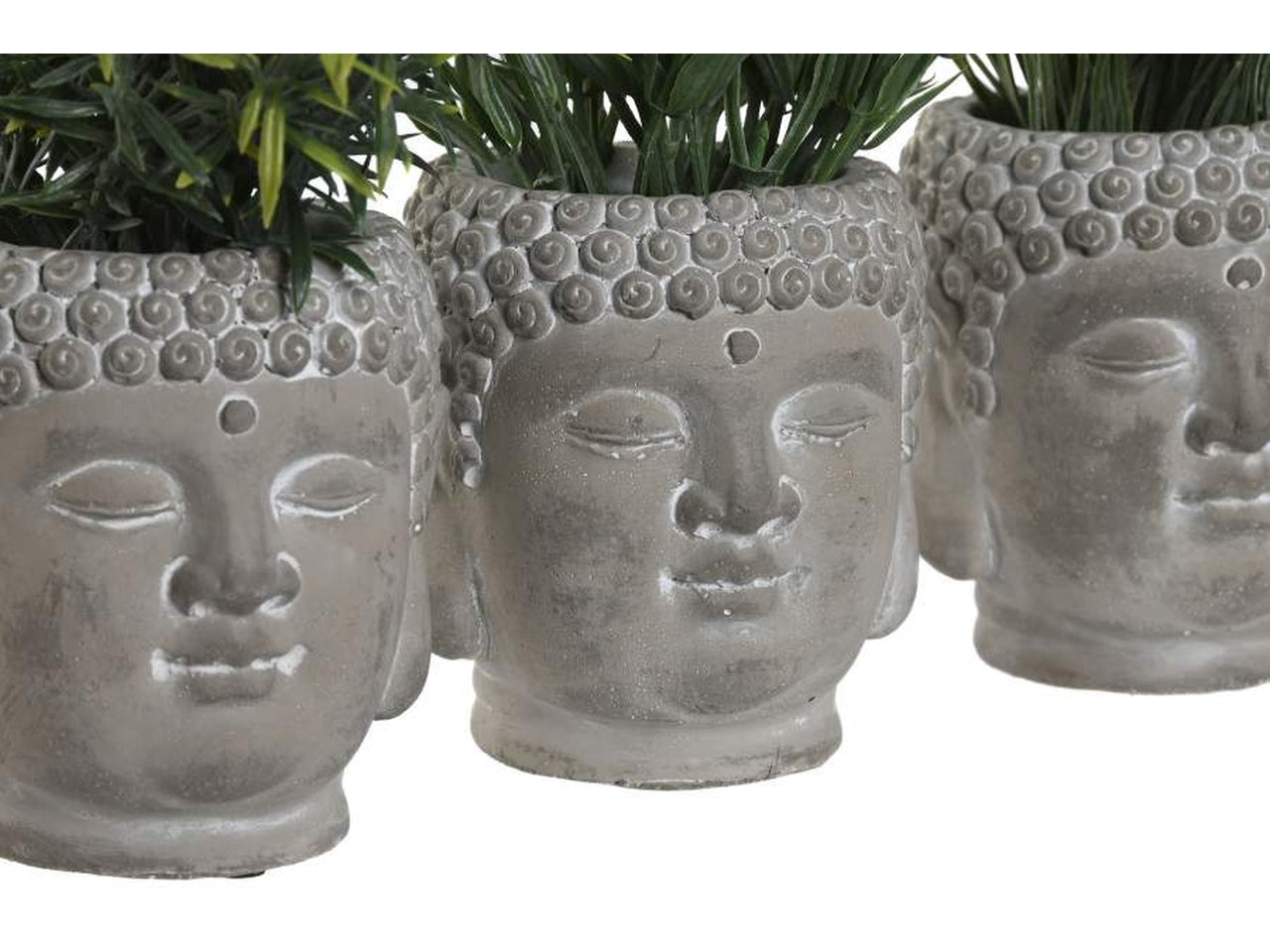 Pianta con vaso soggetto budda in cemento 10x10x21cm in 3 modelli assortiti