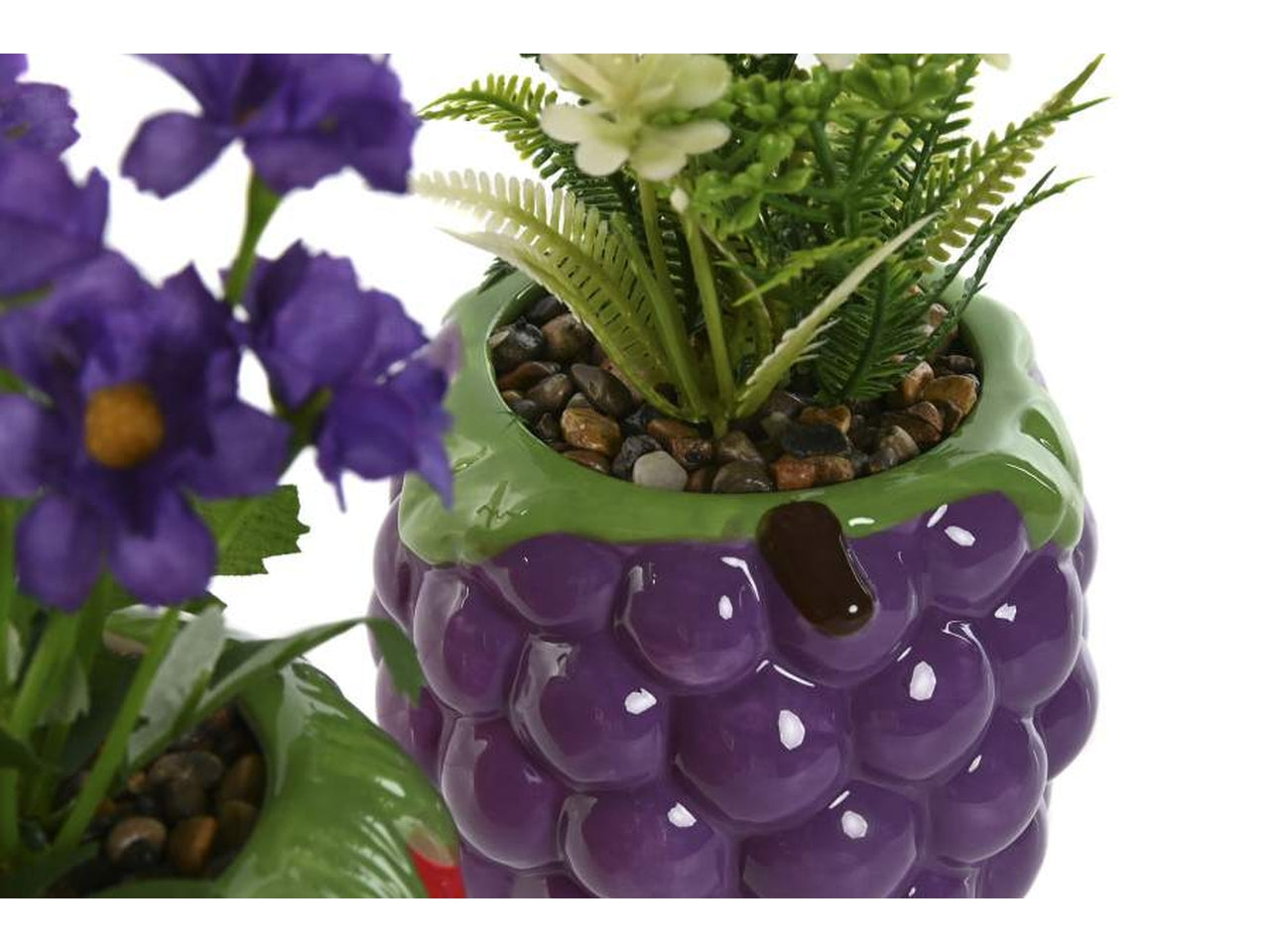 Pianta dolomite con vaso forma di frutta 10,5x10,5x20cm in 2 modelli assortiti